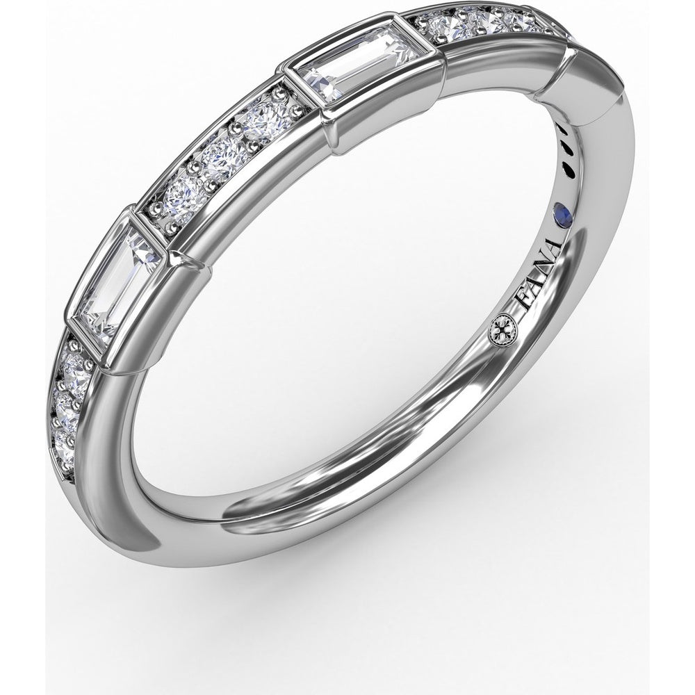 Band with Bar-Set Baguette and Pavé Round Diamonds by Fana - 0.32 Carat Total Diamond Weight