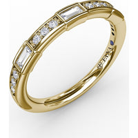Band with Bar-Set Baguette and Pavé Round Diamonds by Fana - 0.32 Carat Total Diamond Weight