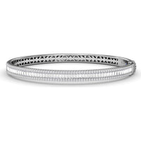 Bangle with Baguette Diamond Center and Round Diamond Border by Fana - 2.22 Carat Total Diamond Weight
