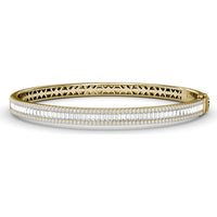 Bangle with Baguette Diamond Center and Round Diamond Border by Fana - 2.22 Carat Total Diamond Weight