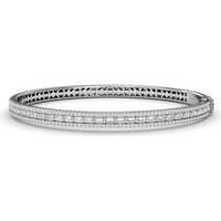 Bangle with Bar-Set Baguette Diamonds and Pavé Round Diamond Borders by Fana - 1.86 Carat Total Diamond Weight