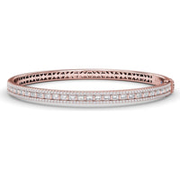 Bangle with Bar-Set Baguette Diamonds and Pavé Round Diamond Borders by Fana - 1.86 Carat Total Diamond Weight