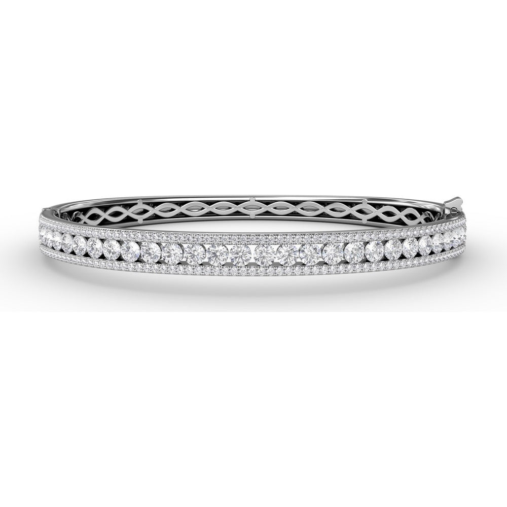 Bangle with Channel Set Round Diamonds and Pavé Edges by Fana - 3.68 Carat Total Diamond Weight