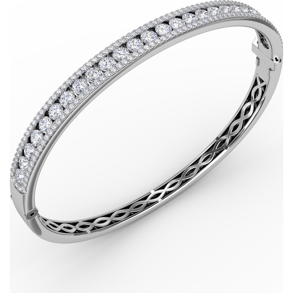 Bangle with Channel Set Round Diamonds and Pavé Edges by Fana - 3.68 Carat Total Diamond Weight