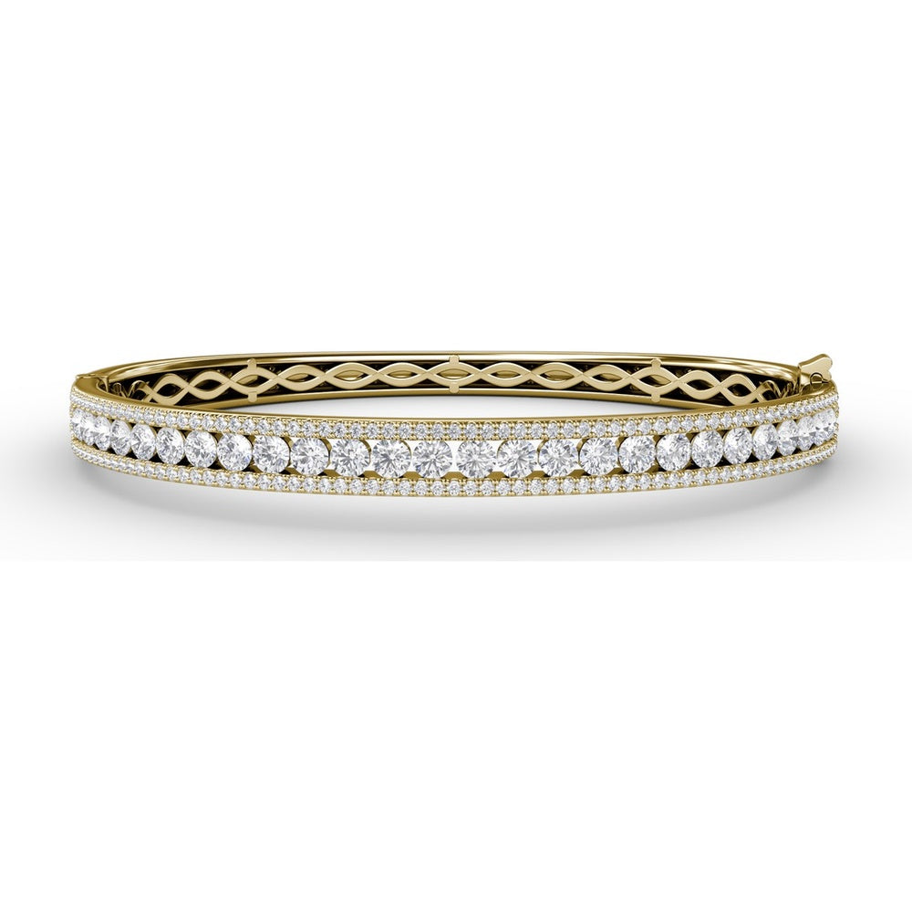 Bangle with Channel Set Round Diamonds and Pavé Edges by Fana - 3.68 Carat Total Diamond Weight