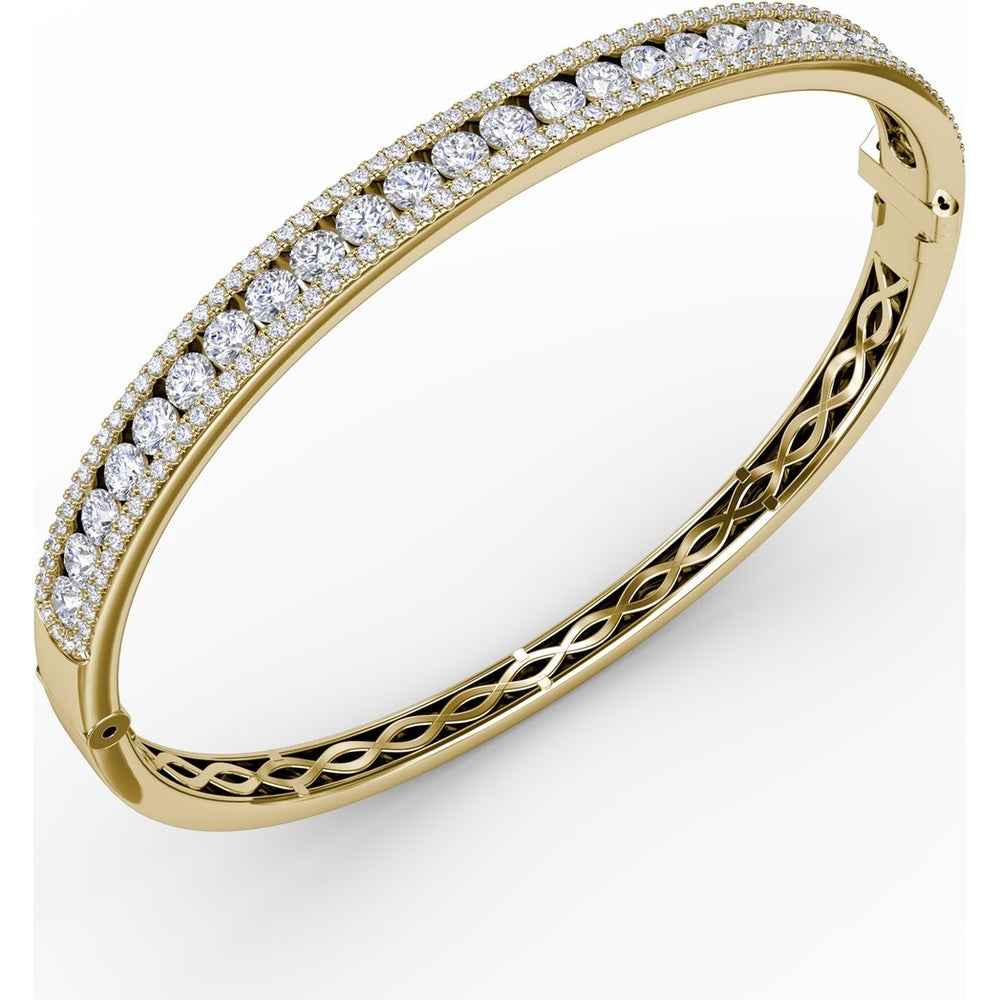 Bangle with Channel Set Round Diamonds and Pavé Edges by Fana - 3.68 Carat Total Diamond Weight