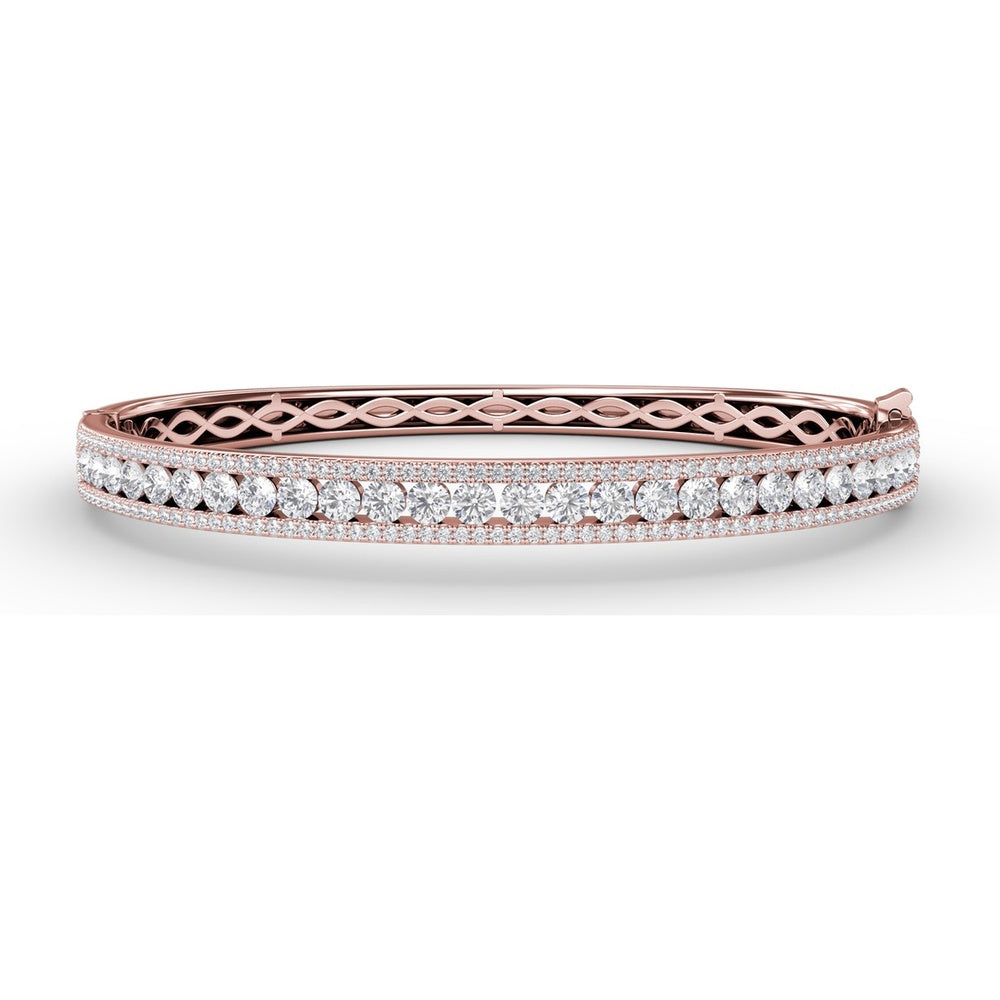 Bangle with Channel Set Round Diamonds and Pavé Edges by Fana - 3.68 Carat Total Diamond Weight