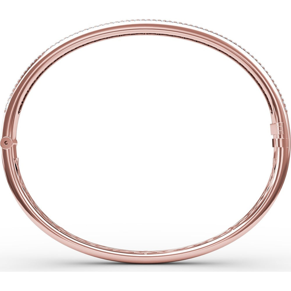 Bangle with Channel Set Round Diamonds and Pavé Edges by Fana - 3.68 Carat Total Diamond Weight