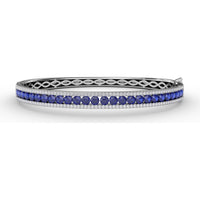 Bangle with Channel-Set Round Sapphires and Pavé Diamonds by Fana - 4.27 Carat Total Gemstone Weight