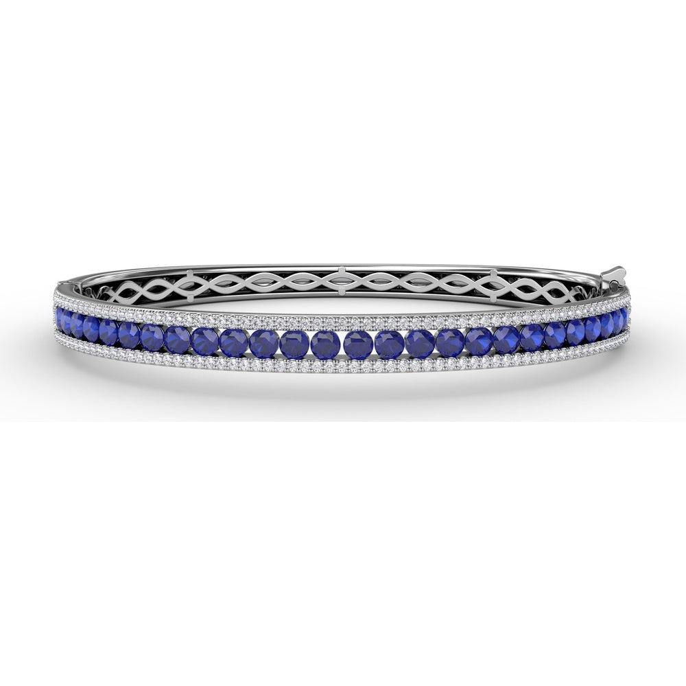 Bangle with Channel-Set Round Sapphires and Pavé Diamonds by Fana - 4.27 Carat Total Gemstone Weight