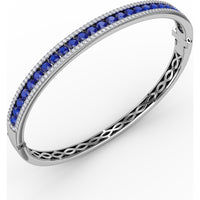Bangle with Channel-Set Round Sapphires and Pavé Diamonds by Fana - 4.27 Carat Total Gemstone Weight
