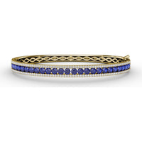 Bangle with Channel-Set Round Sapphires and Pavé Diamonds by Fana - 4.27 Carat Total Gemstone Weight