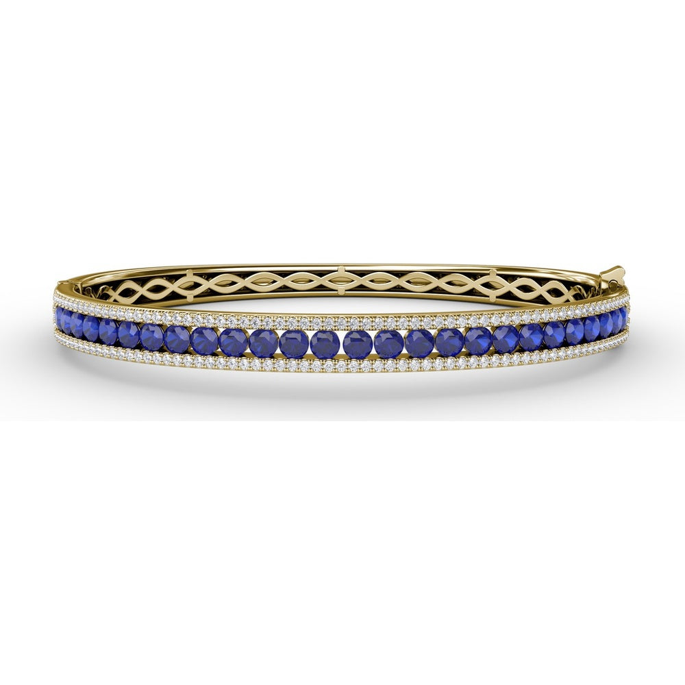 Bangle with Channel-Set Round Sapphires and Pavé Diamonds by Fana - 4.27 Carat Total Gemstone Weight