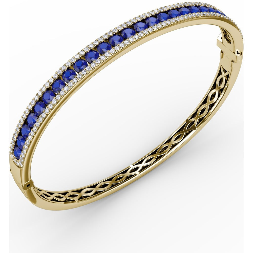 Bangle with Channel-Set Round Sapphires and Pavé Diamonds by Fana - 4.27 Carat Total Gemstone Weight