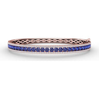 Bangle with Channel-Set Round Sapphires and Pavé Diamonds by Fana - 4.27 Carat Total Gemstone Weight
