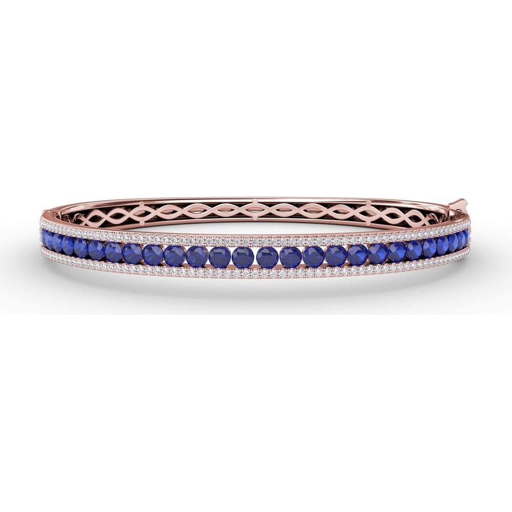 Bangle with Channel-Set Round Sapphires and Pavé Diamonds by Fana - 4.27 Carat Total Gemstone Weight