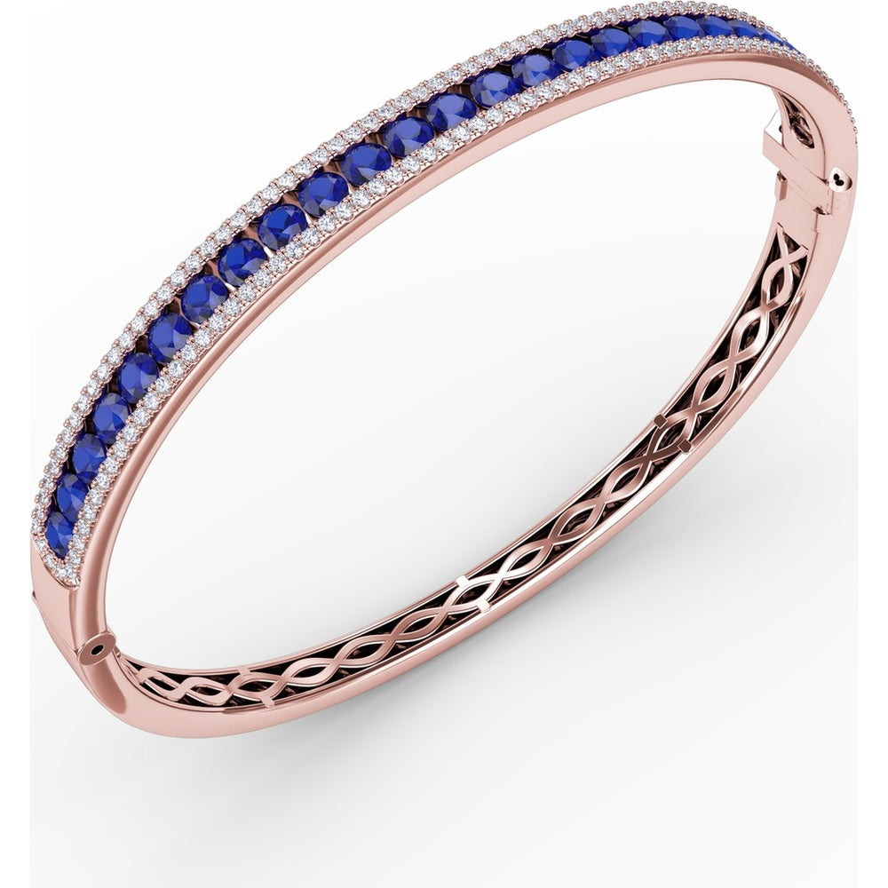 Bangle with Channel-Set Round Sapphires and Pavé Diamonds by Fana - 4.27 Carat Total Gemstone Weight