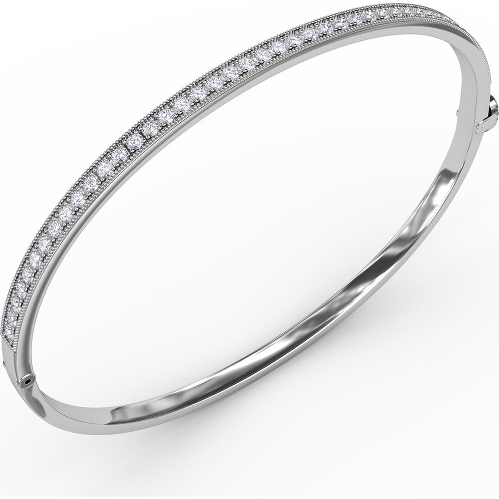 Bangle with Milgrain-Edge Pavé Set Round Diamonds by Fana - 0.86 Carat Total Diamond Weight