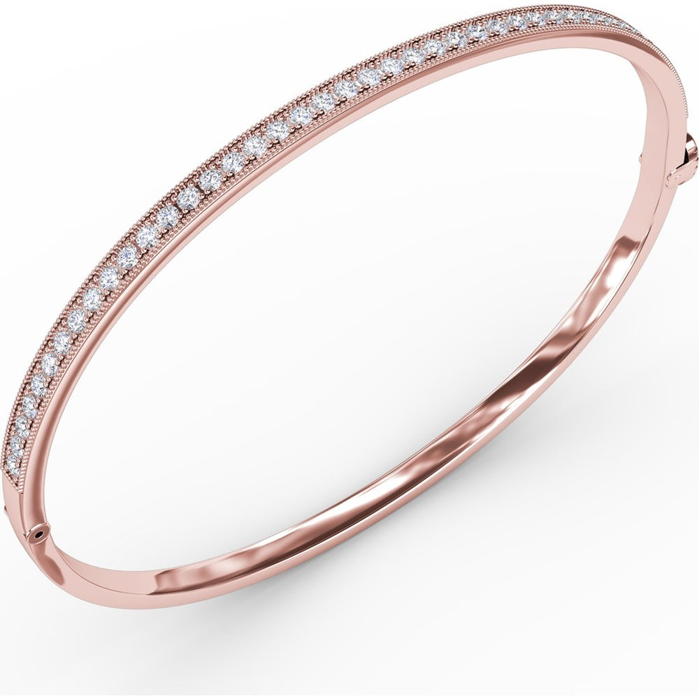 Bangle with Milgrain-Edge Pavé Set Round Diamonds by Fana - 0.86 Carat Total Diamond Weight