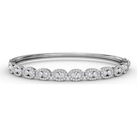 Bangle with Openwork Oval Links and Pavé Set Round Diamonds by Fana - 2.15 Carat Total Diamond Weight