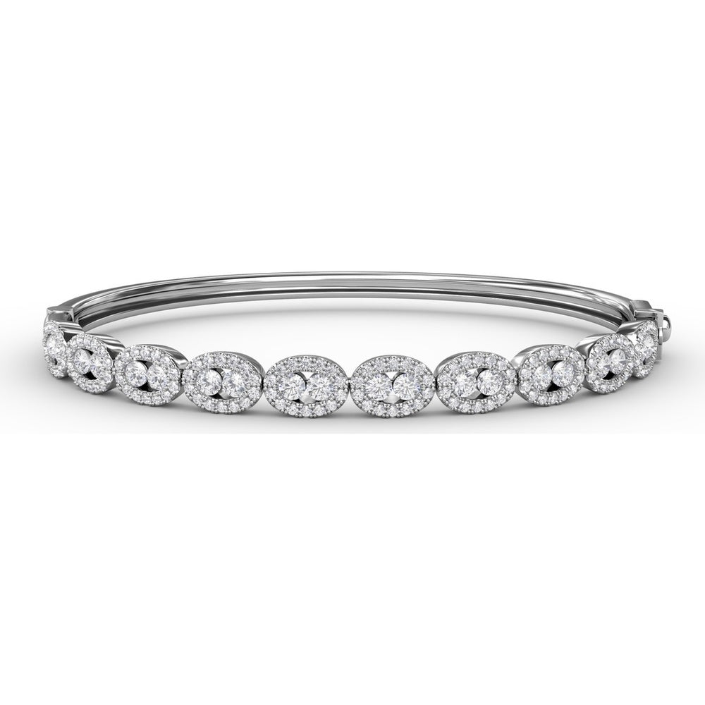 Bangle with Openwork Oval Links and Pavé Set Round Diamonds by Fana - 2.15 Carat Total Diamond Weight