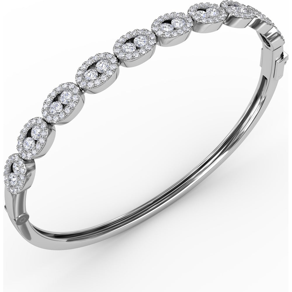 Bangle with Openwork Oval Links and Pavé Set Round Diamonds by Fana - 2.15 Carat Total Diamond Weight