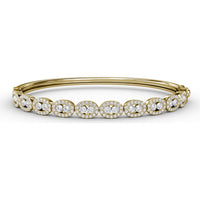 Bangle with Openwork Oval Links and Pavé Set Round Diamonds by Fana - 2.15 Carat Total Diamond Weight