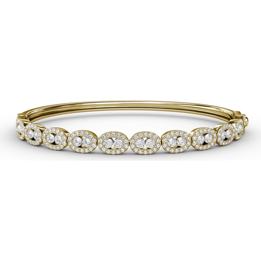 Bangle with Openwork Oval Links and Pavé Set Round Diamonds by Fana - 2.15 Carat Total Diamond Weight
