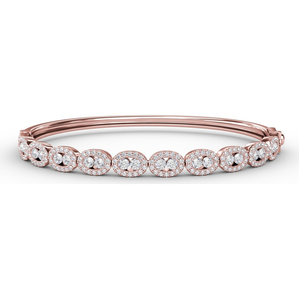 Bangle with Openwork Oval Links and Pavé Set Round Diamonds by Fana - 2.15 Carat Total Diamond Weight