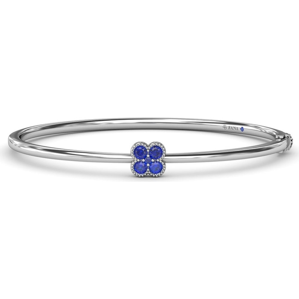 Bangle with Round Sapphire Floral Magnolia Motif by Fana - 0.38 Carat Total Sapphire Weight