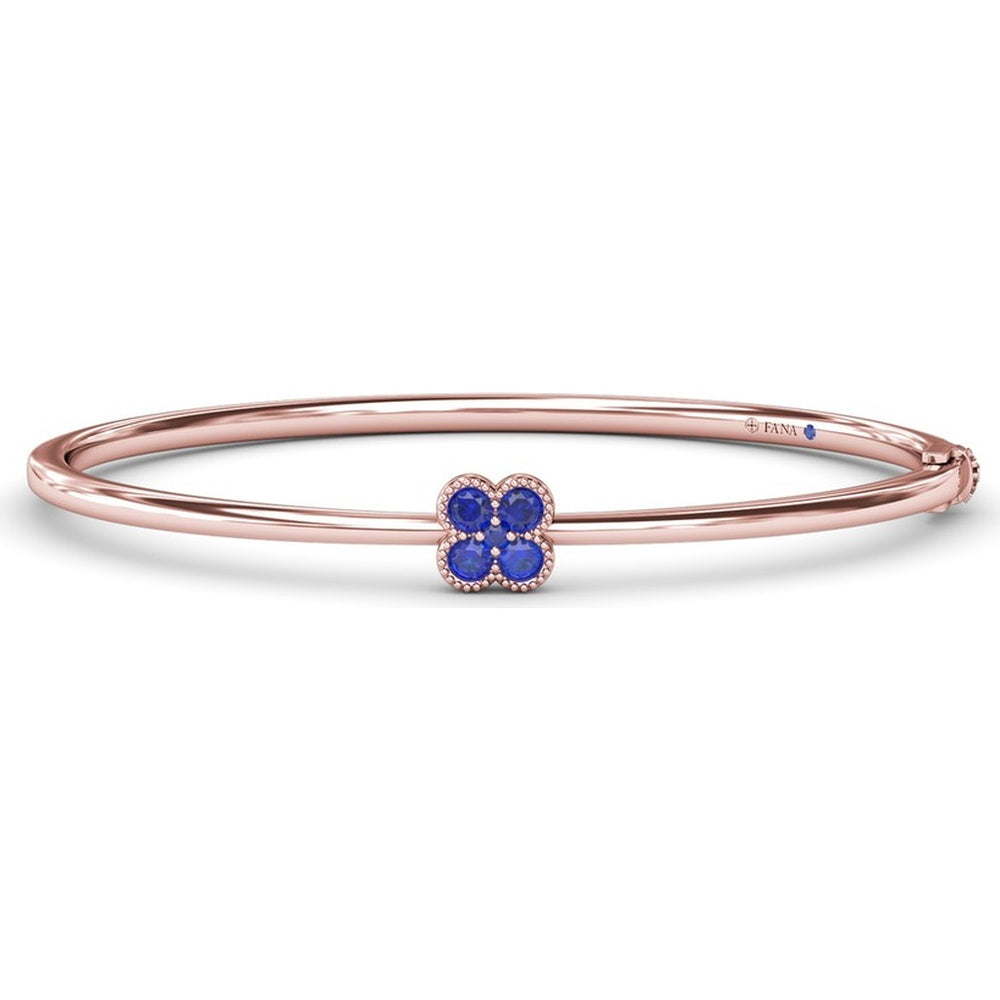 Bangle with Round Sapphire Floral Magnolia Motif by Fana - 0.38 Carat Total Sapphire Weight