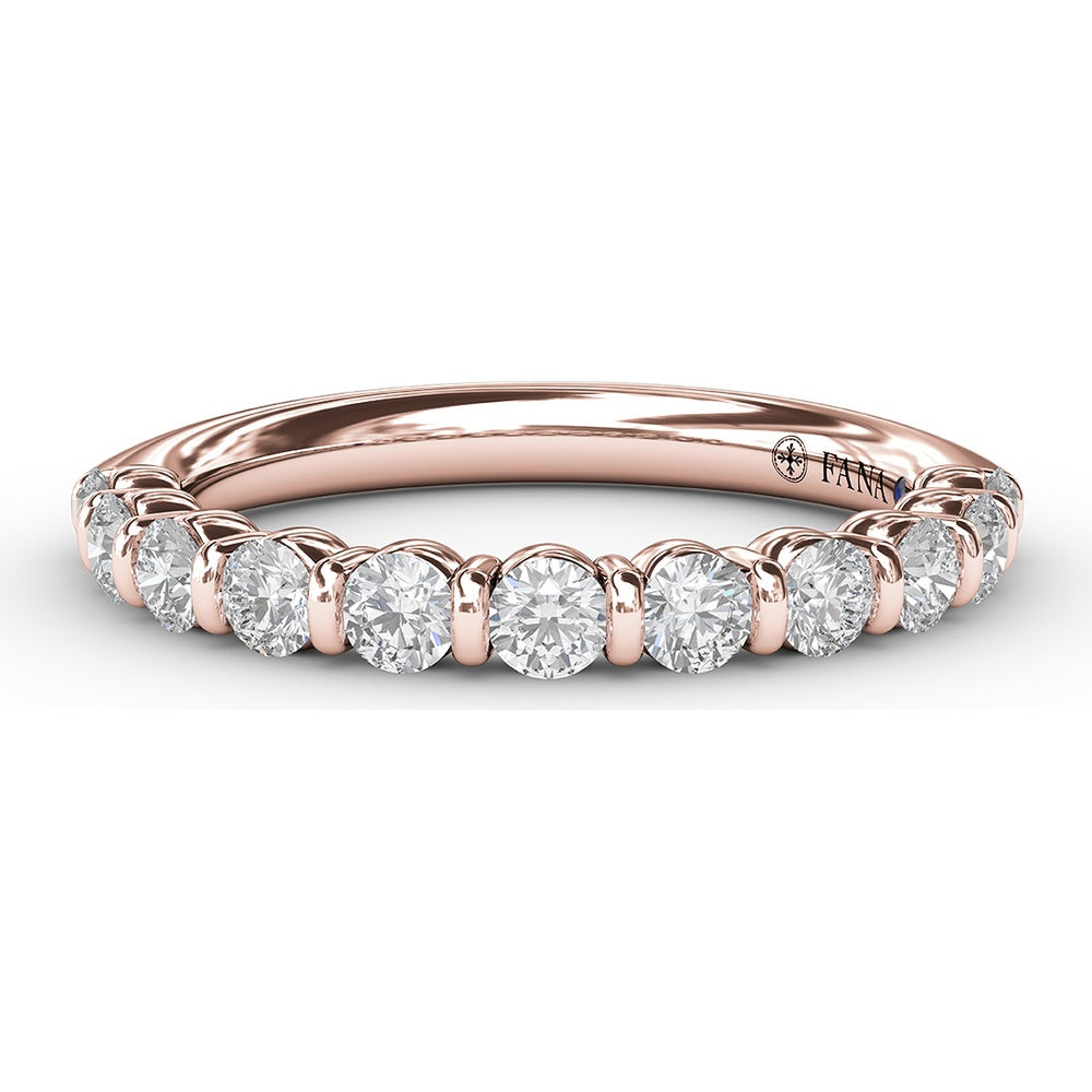 Bar Set Anniversary Band with Round Diamonds by Fana - 0.61 Carat Total Diamond Weight