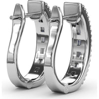 Bar-Set Baguette and Round Diamond Hoop Earrings by Fana - 1.02 Carat Total Diamond Weight