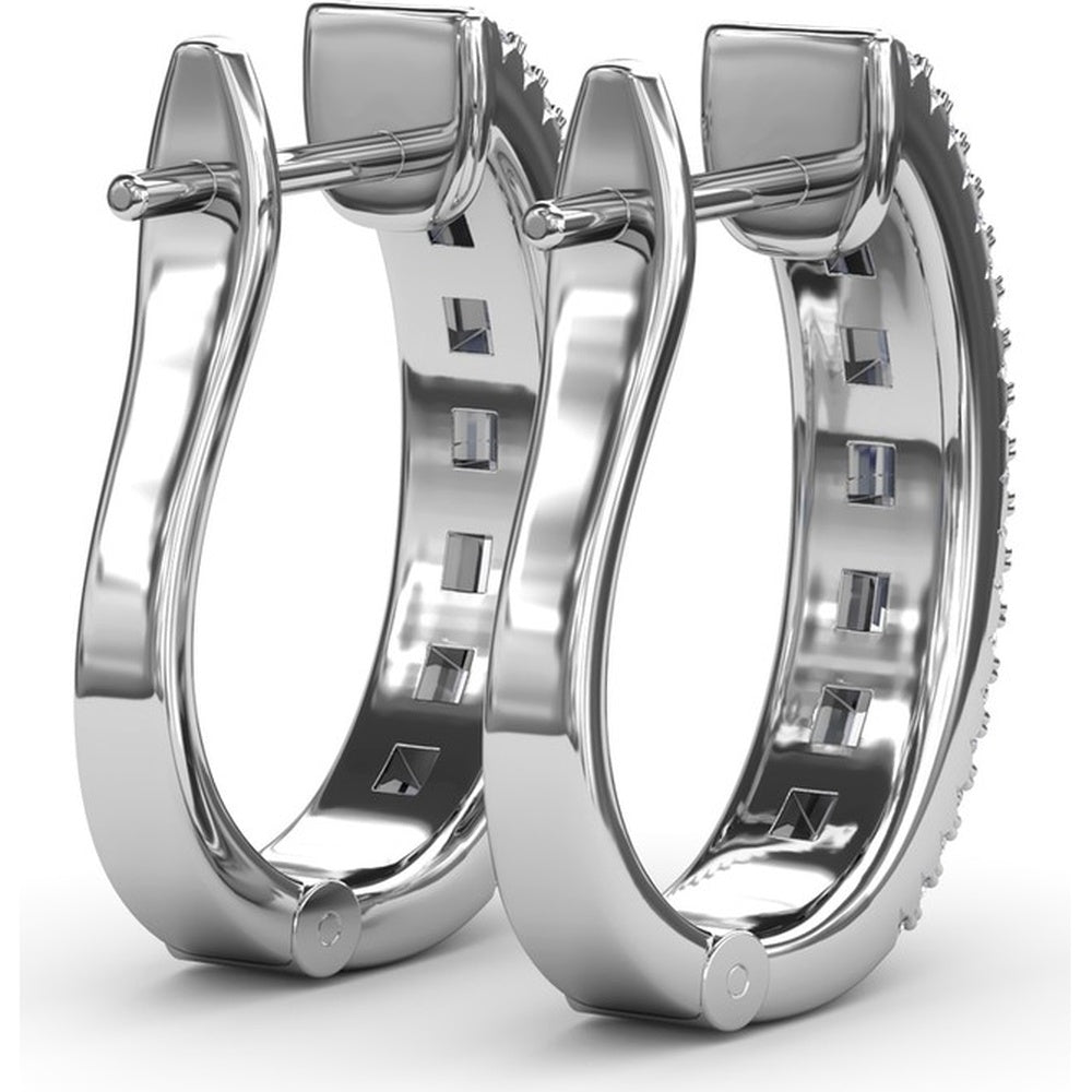 Bar-Set Baguette and Round Diamond Hoop Earrings by Fana - 1.02 Carat Total Diamond Weight