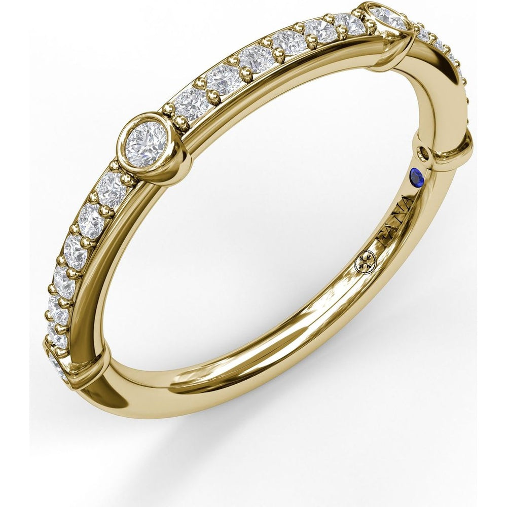 Bead Set Diamond Band with Bezel Stations by Fana - 0.26 Carat Total Diamond Weight
