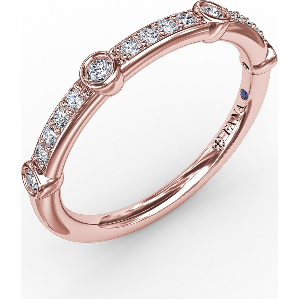 Bead Set Round Diamond Band with Bezel Stations by Fana - 0.20 Carat Total Diamond Weight