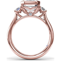 Bezel Set Emerald Cut Engagement Ring Setting with Straight Baguette Side Stones - 0.21 Carat Total Side Stone Weight by Fana