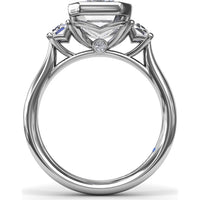 Bezel Set Emerald Cut Engagement Ring Setting with Straight Baguette Side Stones - 0.21 Carat Total Side Stone Weight by Fana