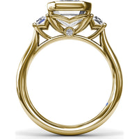 Bezel Set Emerald Cut Engagement Ring Setting with Straight Baguette Side Stones - 0.21 Carat Total Side Stone Weight by Fana