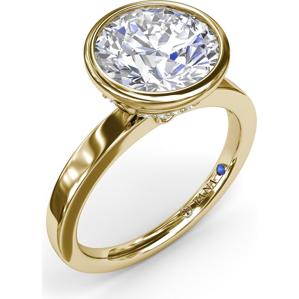 Bezel-Set Engagement Ring Setting with Hidden Halo and Peek-a-Boo Diamond by Fana - 0.10 Carat Total Diamond Weight
