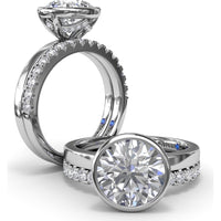 Bezel-Set Engagement Ring Setting with Hidden Halo and Peek-a-Boo Diamond by Fana - 0.10 Carat Total Diamond Weight