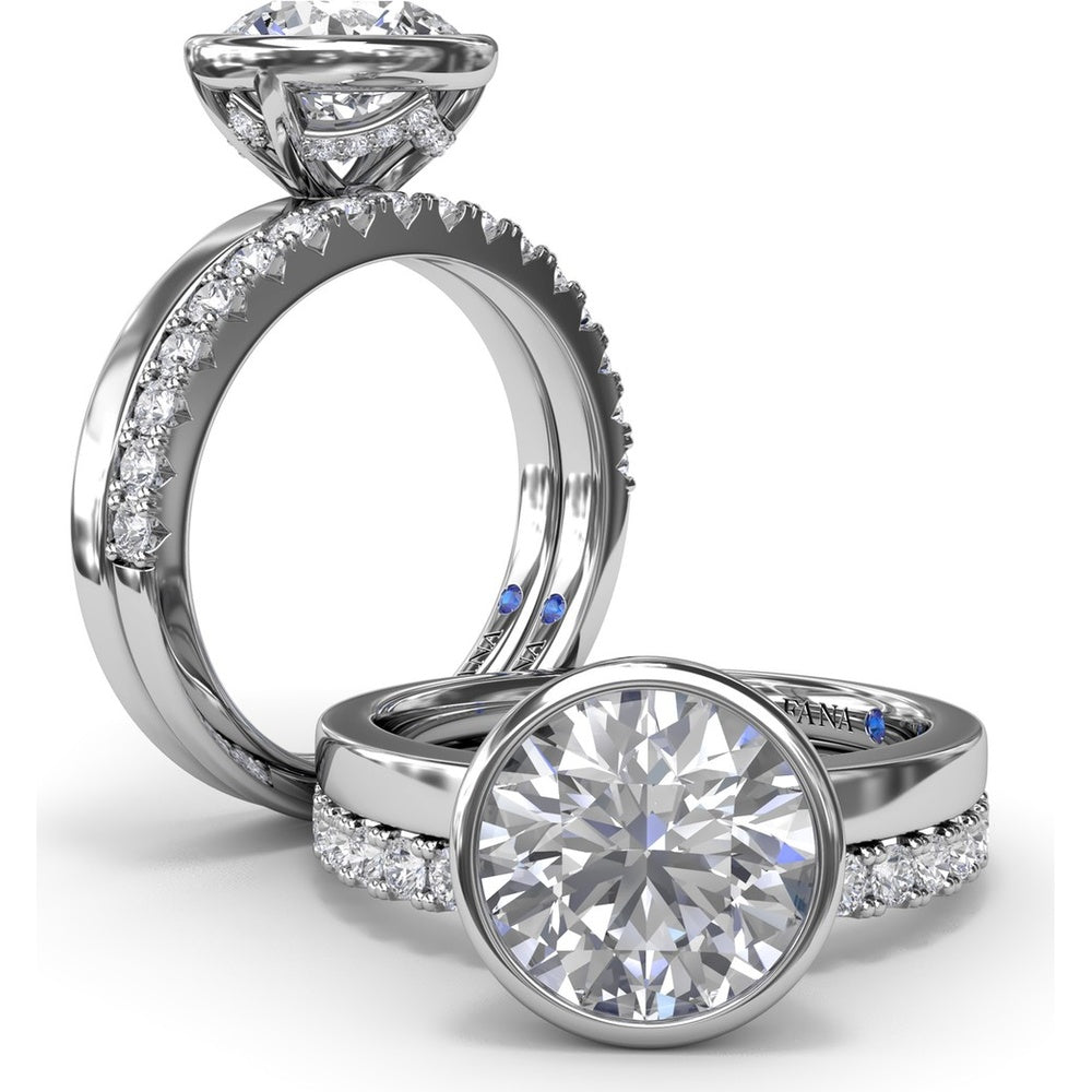 Bezel-Set Engagement Ring Setting with Hidden Halo and Peek-a-Boo Diamond by Fana - 0.10 Carat Total Diamond Weight