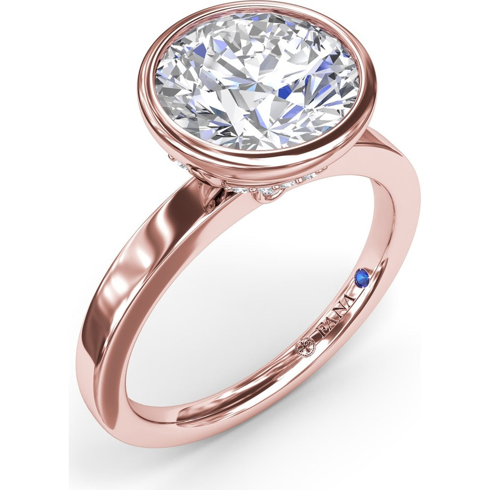 Bezel-Set Engagement Ring Setting with Hidden Halo and Peek-a-Boo Diamond by Fana - 0.10 Carat Total Diamond Weight