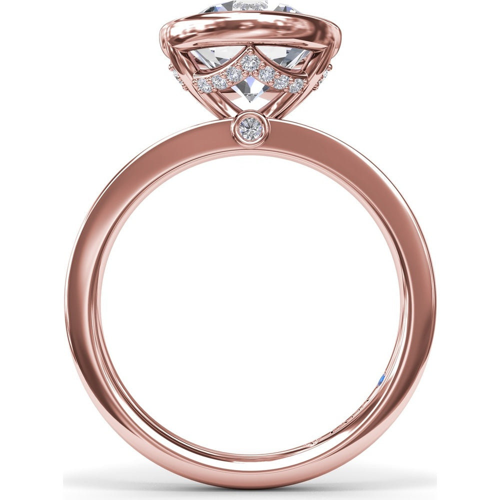 Bezel-Set Engagement Ring Setting with Hidden Halo and Peek-a-Boo Diamond by Fana - 0.10 Carat Total Diamond Weight
