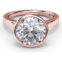 Bezel-Set Engagement Ring Setting with Hidden Halo and Peek-a-Boo Diamond by Fana - 0.10 Carat Total Diamond Weight