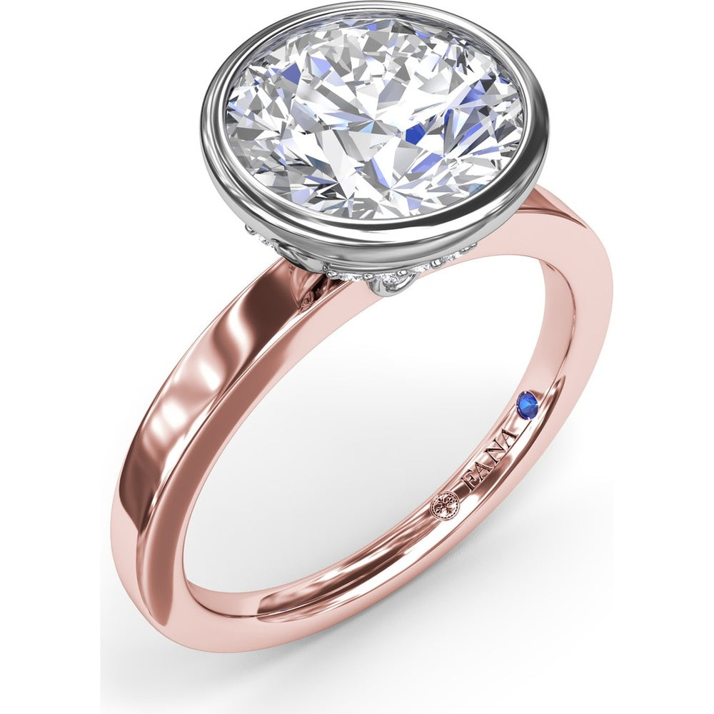 Bezel-Set Engagement Ring Setting with Hidden Halo and Peek-a-Boo Diamond by Fana - 0.10 Carat Total Diamond Weight