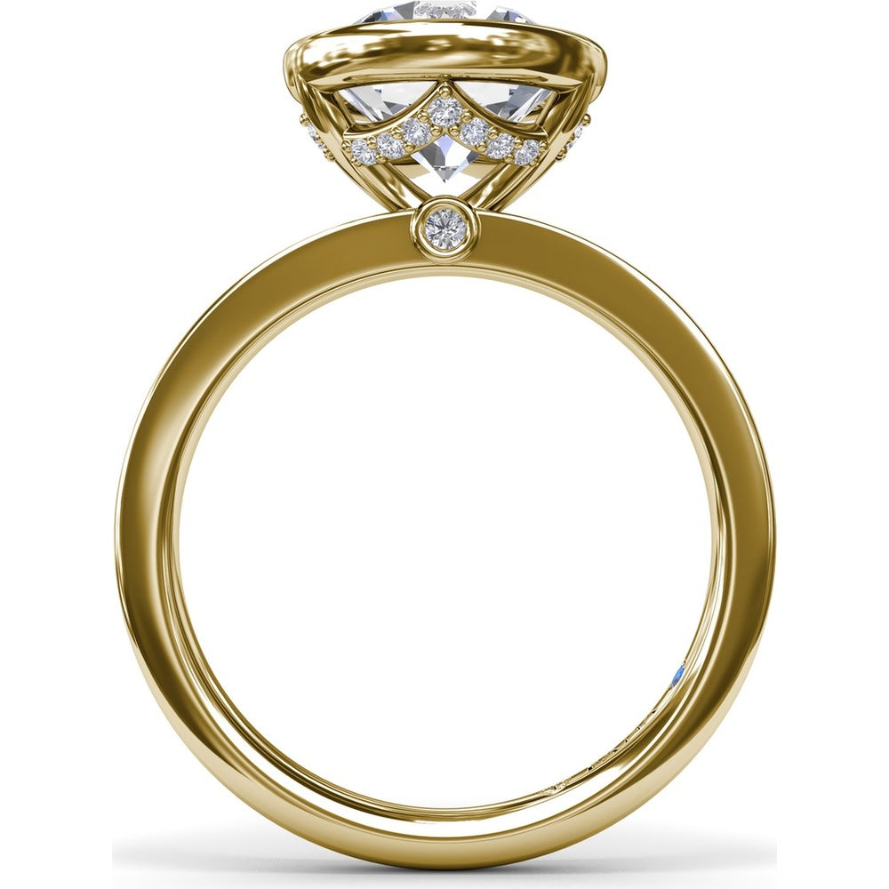 Bezel-Set Engagement Ring Setting with Hidden Halo and Peek-a-Boo Diamond by Fana - 0.10 Carat Total Diamond Weight
