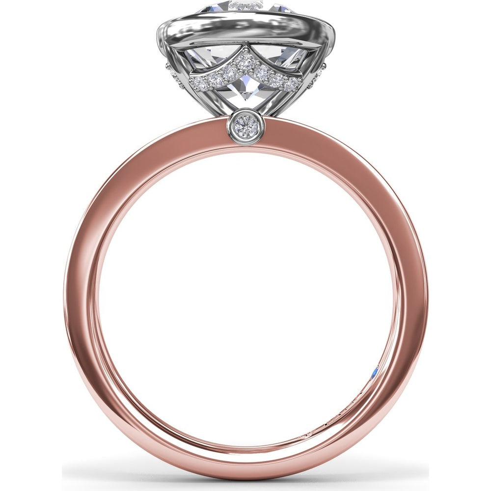 Bezel-Set Engagement Ring Setting with Hidden Halo and Peek-a-Boo Diamond by Fana - 0.10 Carat Total Diamond Weight