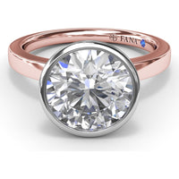 Bezel-Set Engagement Ring Setting with Hidden Halo and Peek-a-Boo Diamond by Fana - 0.10 Carat Total Diamond Weight