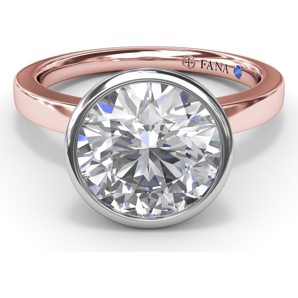 Bezel-Set Engagement Ring Setting with Hidden Halo and Peek-a-Boo Diamond by Fana - 0.10 Carat Total Diamond Weight